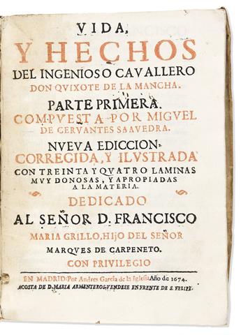 Cervantes, Miguel de (1547-1616) [Don Quixote in Spanish, Illustrated]. Vida, y Hechos del Ingenioso Cavallero Don Quixote de la Mancha